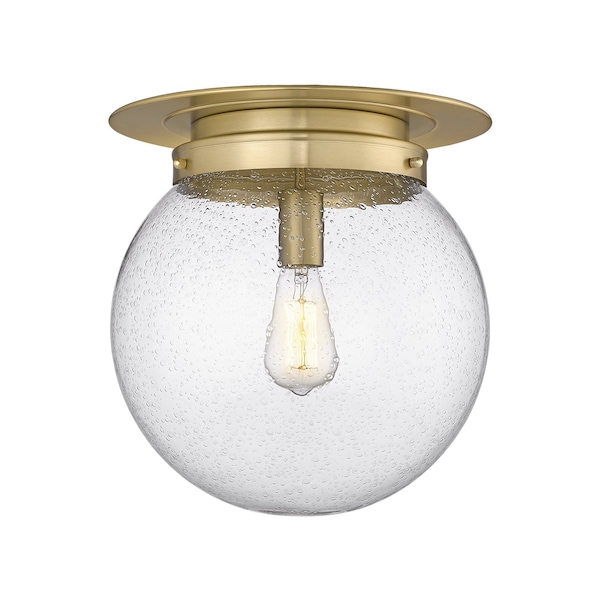 Z-Lite Calhoun Flush Mount, 1-Light, 13 In.W x 14 In.H, Heritage Brass/Clear Seedy 7506F13-HBR - main
